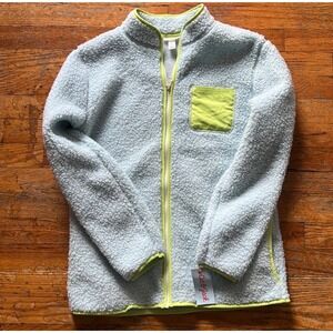 Cat and Jack Girls XL Blue Sherpa Full Zip Jacket New with Tags Green Accents